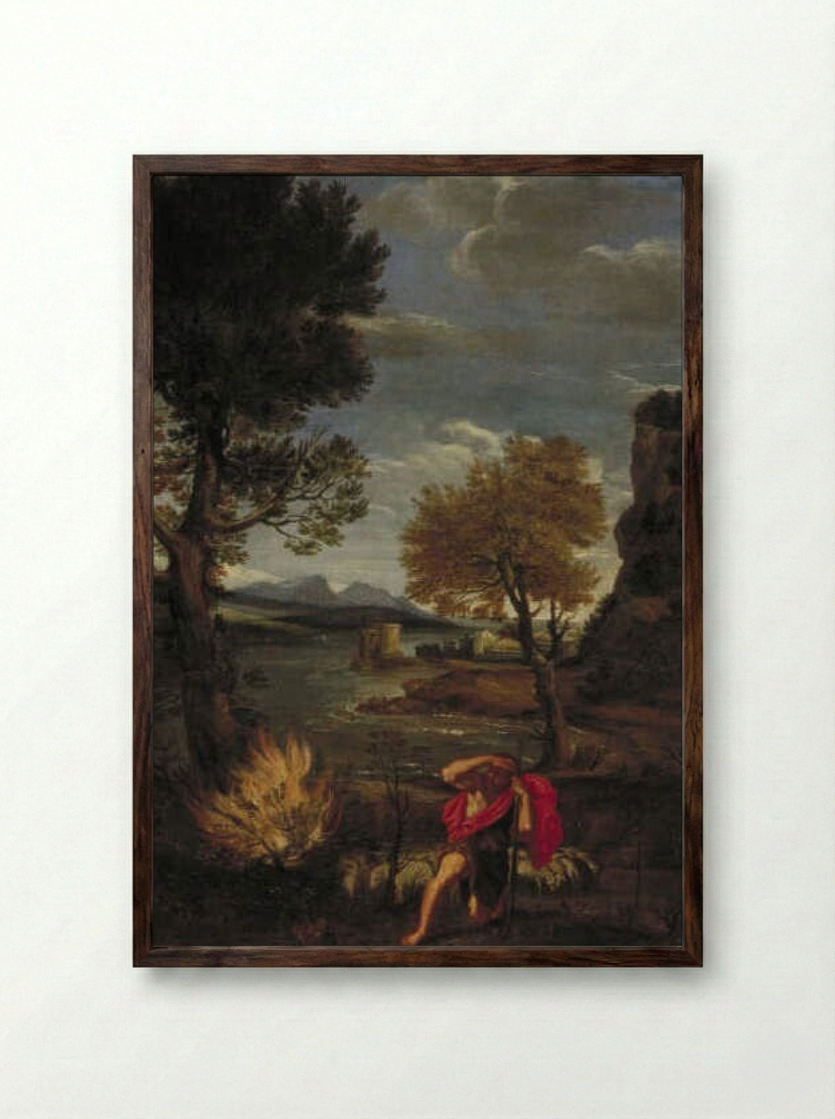 Landscape with Moses and the Burning Bush - Domenichino - Framed Print Dark Wood