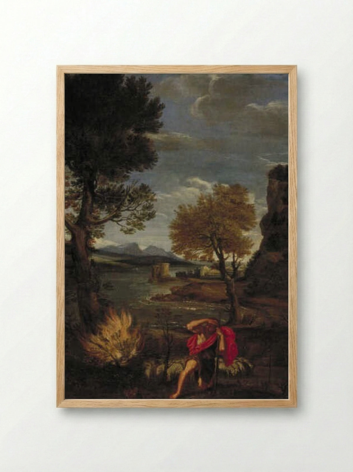 Landscape with Moses and the Burning Bush - Domenichino - Framed Print Wood