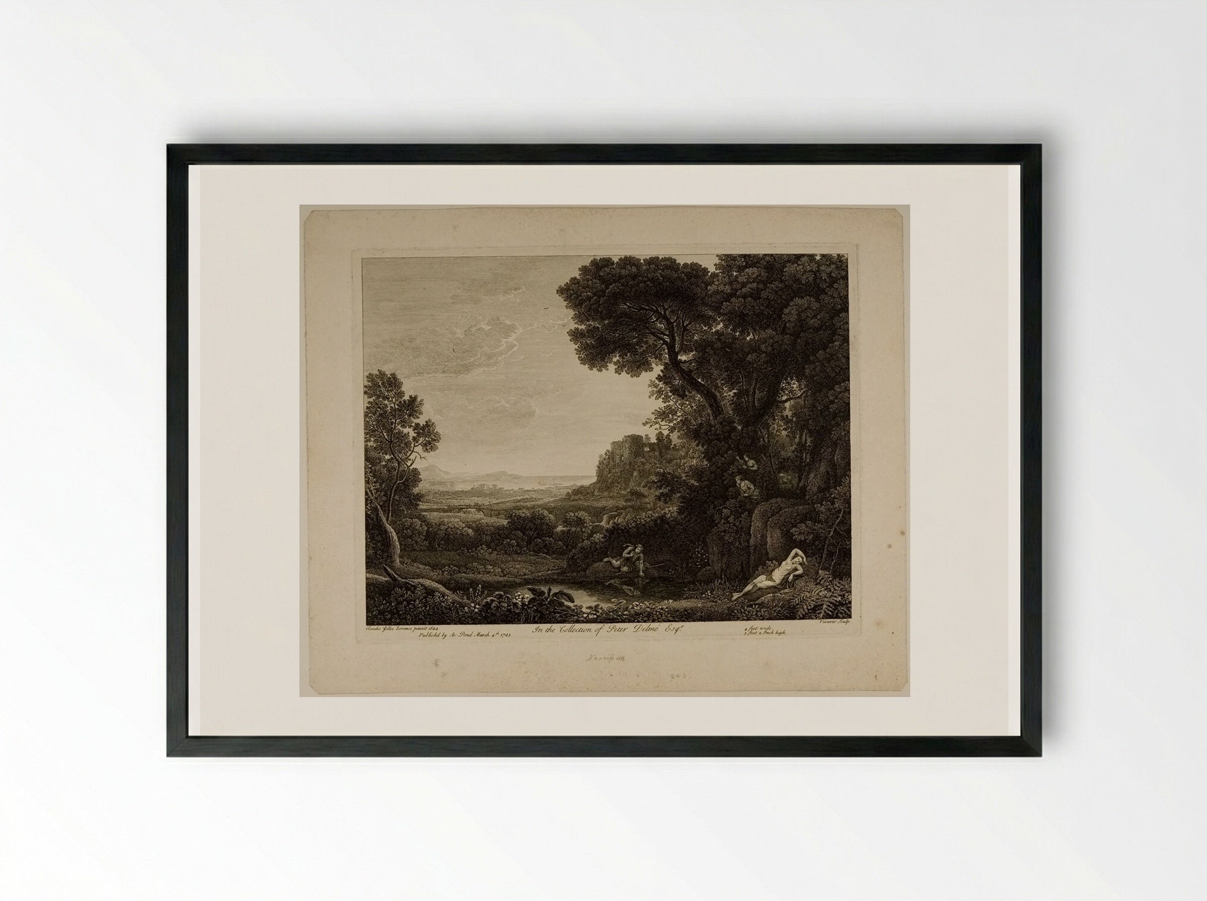 Landscape with Narcissus - François Vivares - Framed Print Black