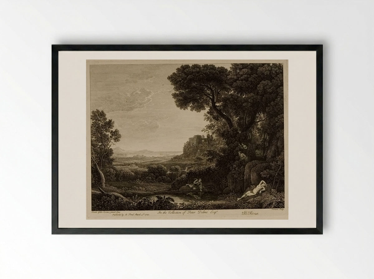 Landscape with Narcissus - François Vivares - Framed Print Black
