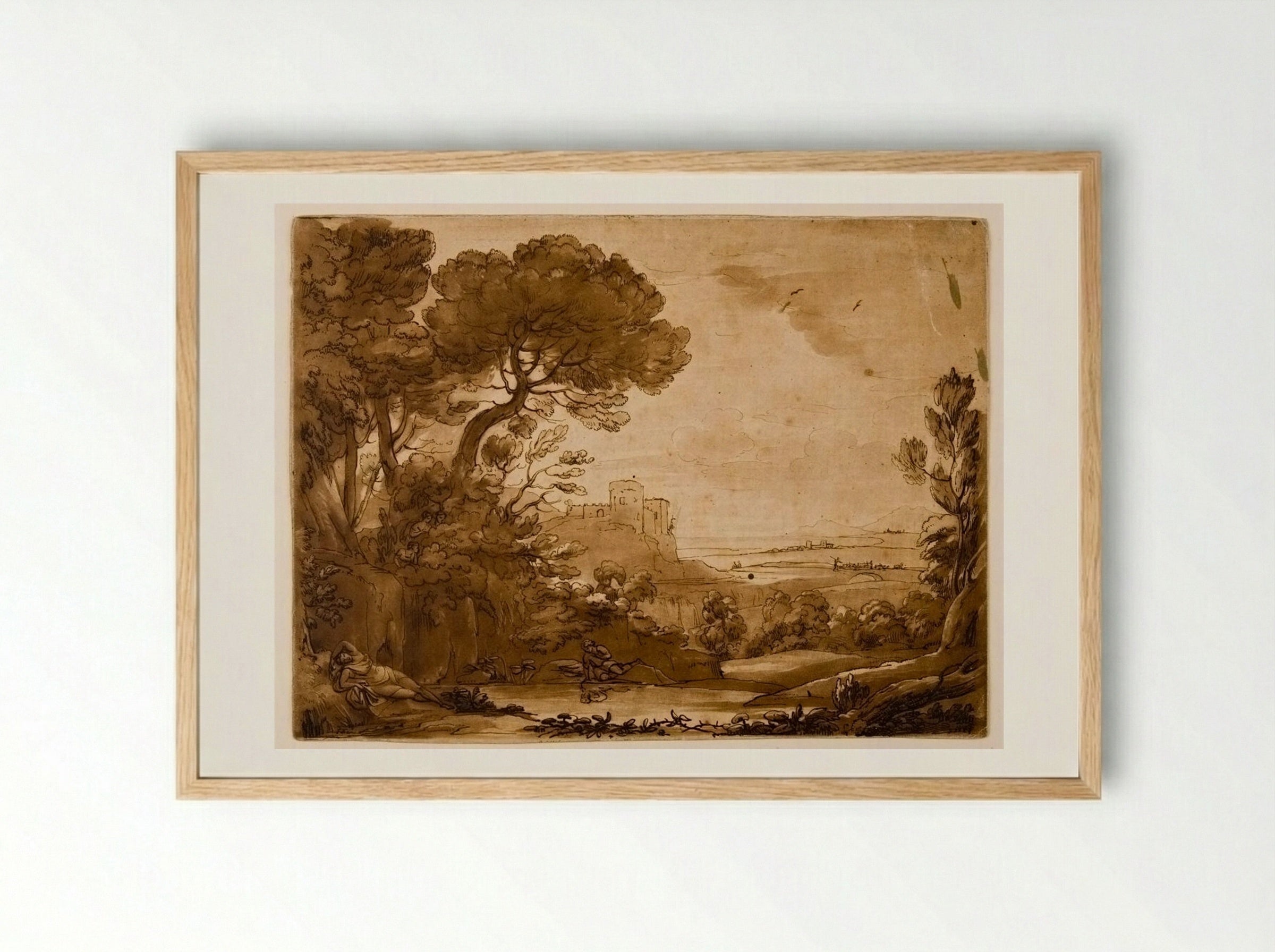 Landscape with Narcissus - Richard Earlom - Framed Print Wood
