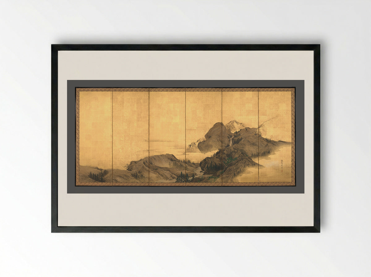 Landscape with Pavilion - Mori Shūhō - Framed Print Black
