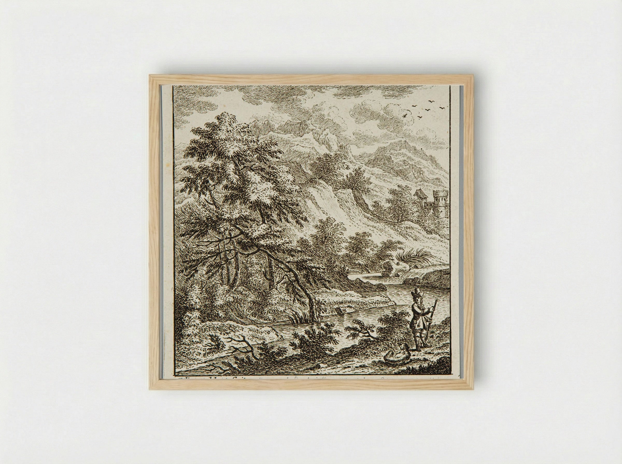 Landscape with River and Castle - Johann Caspar Ulinger - Framed Print Wood