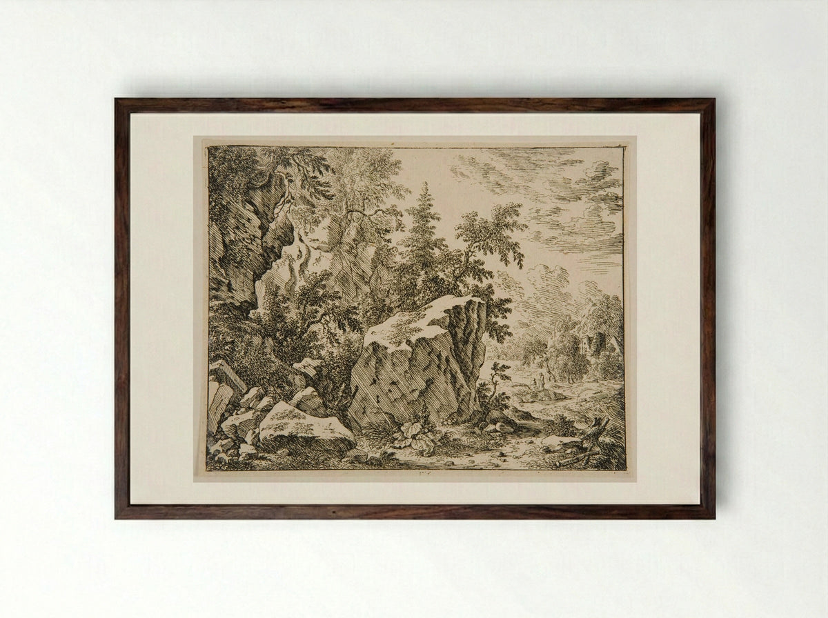 Landscape with Rocks - Felix Meyer - Framed Print Dark Wood