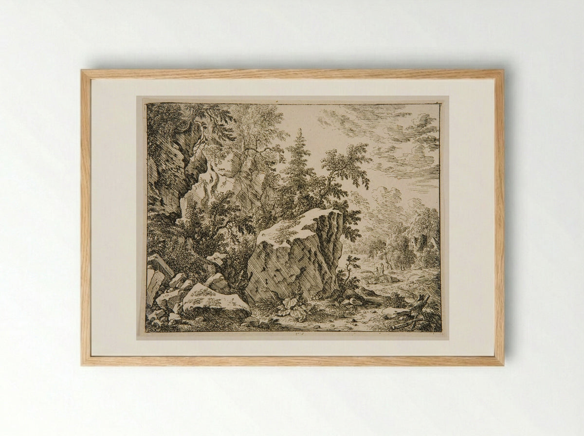 Landscape with Rocks - Felix Meyer - Framed Print Wood
