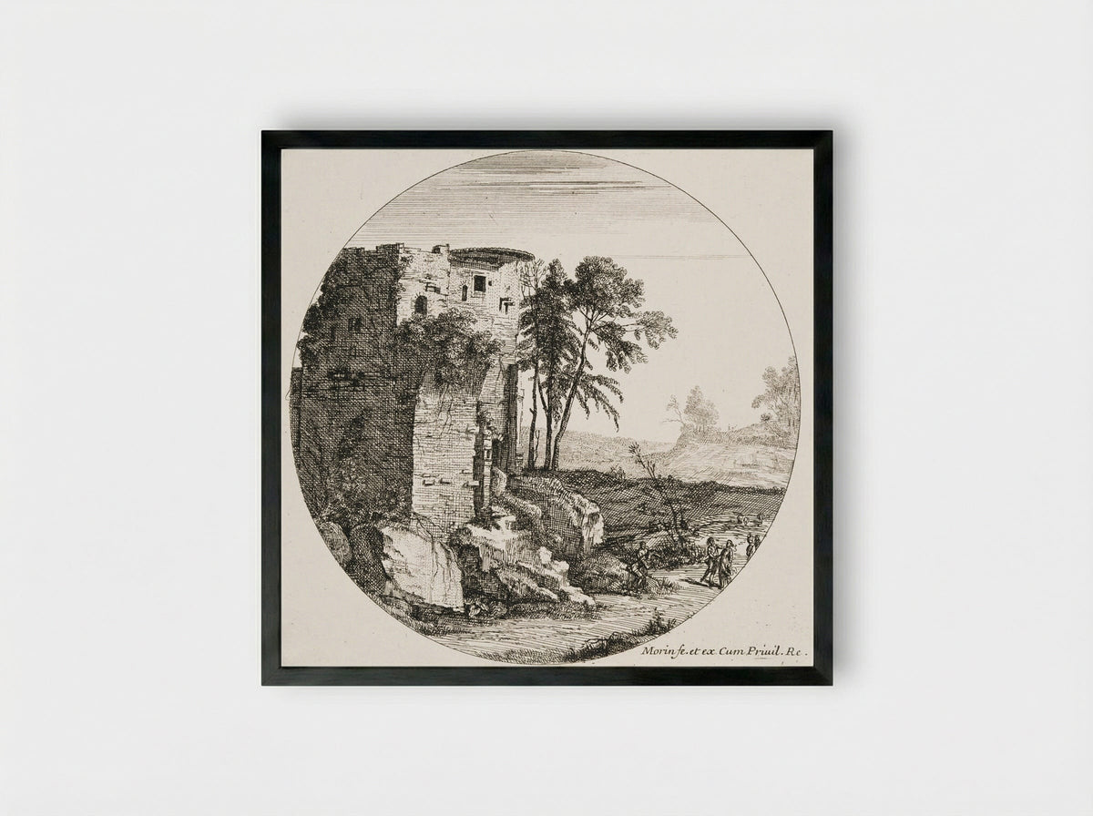 Landscape with Ruins - Jean Morin - Framed Print Black