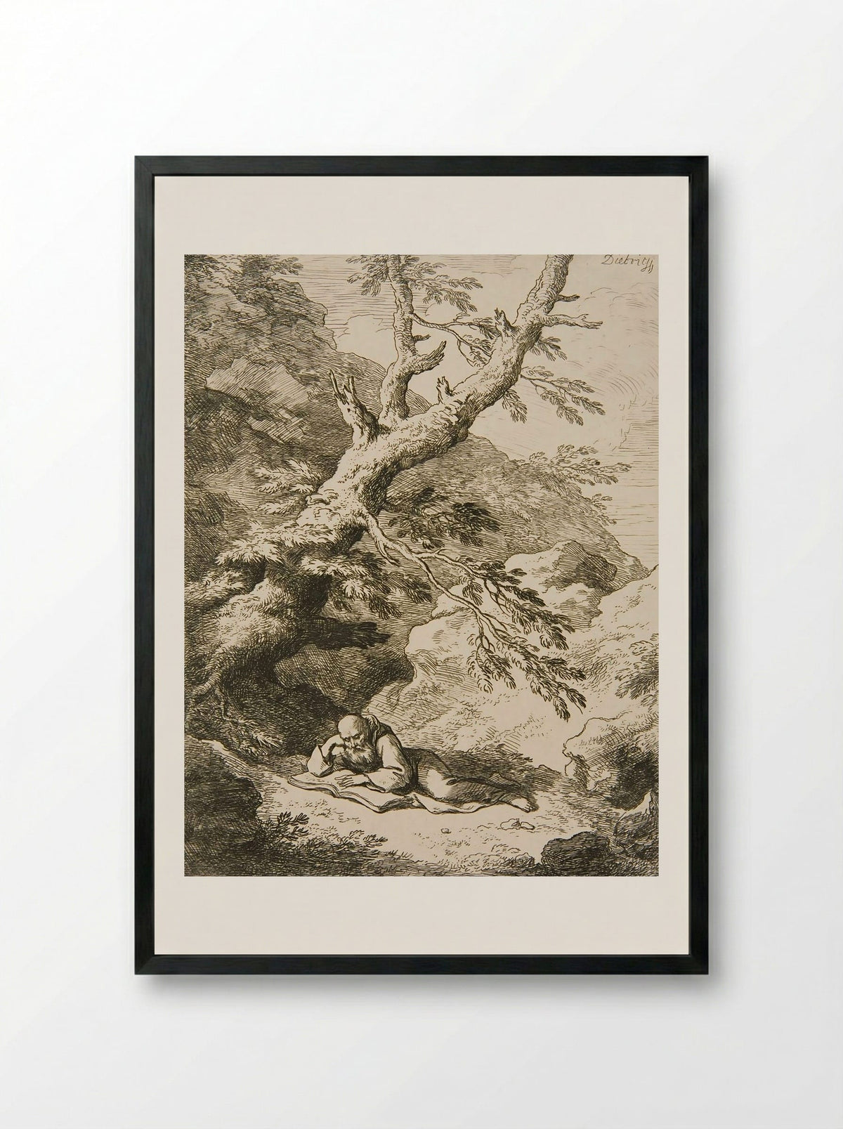 Landscape with Saint Francis - Christian Wilhelm Ernst Dietrich - Framed Print Black