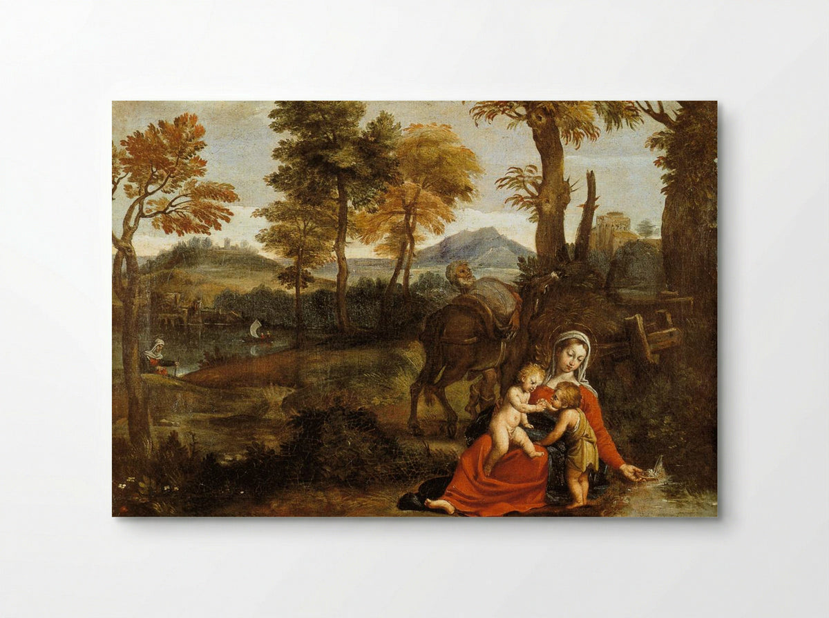 Landscape with The Flight into Egypt - Domenichino - Poster