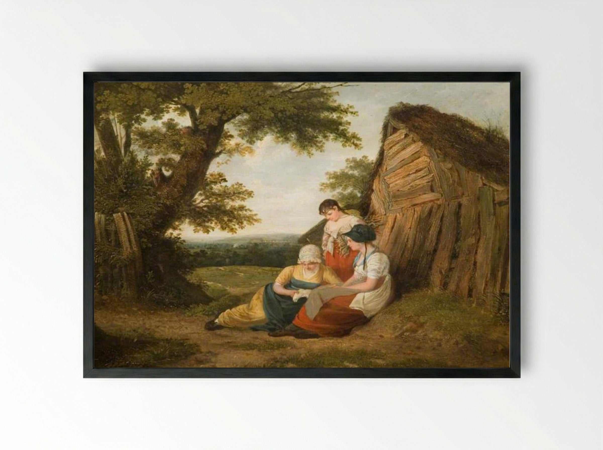 Landscape with Three Figures - William Collins - Framed Print Black