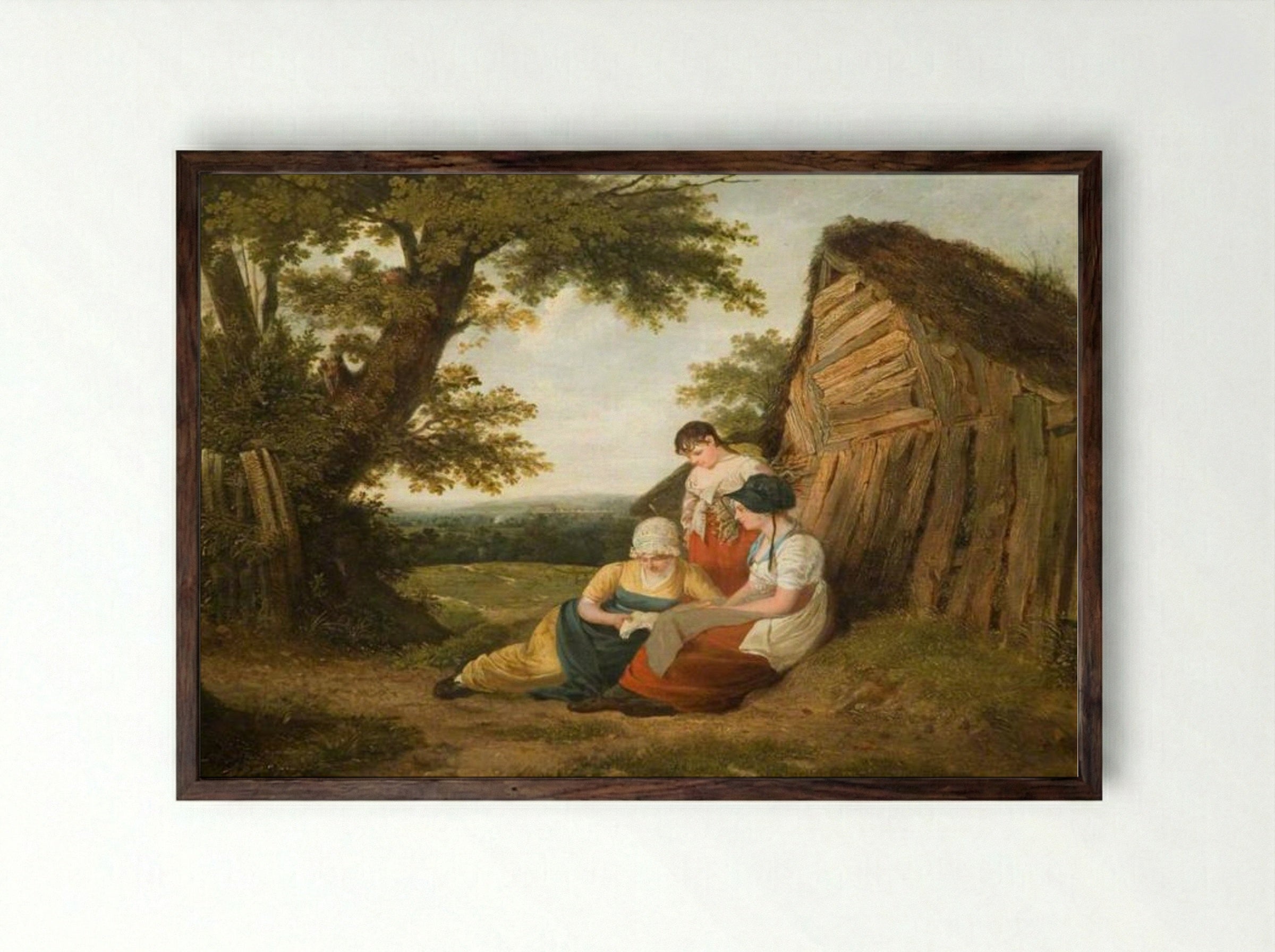 Landscape with Three Figures - William Collins - Framed Print Dark Wood