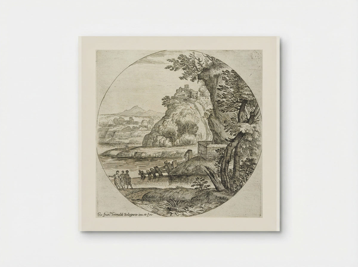 Landscape with Three Men Conversing - Giovanni Francesco Grimaldi - Poster