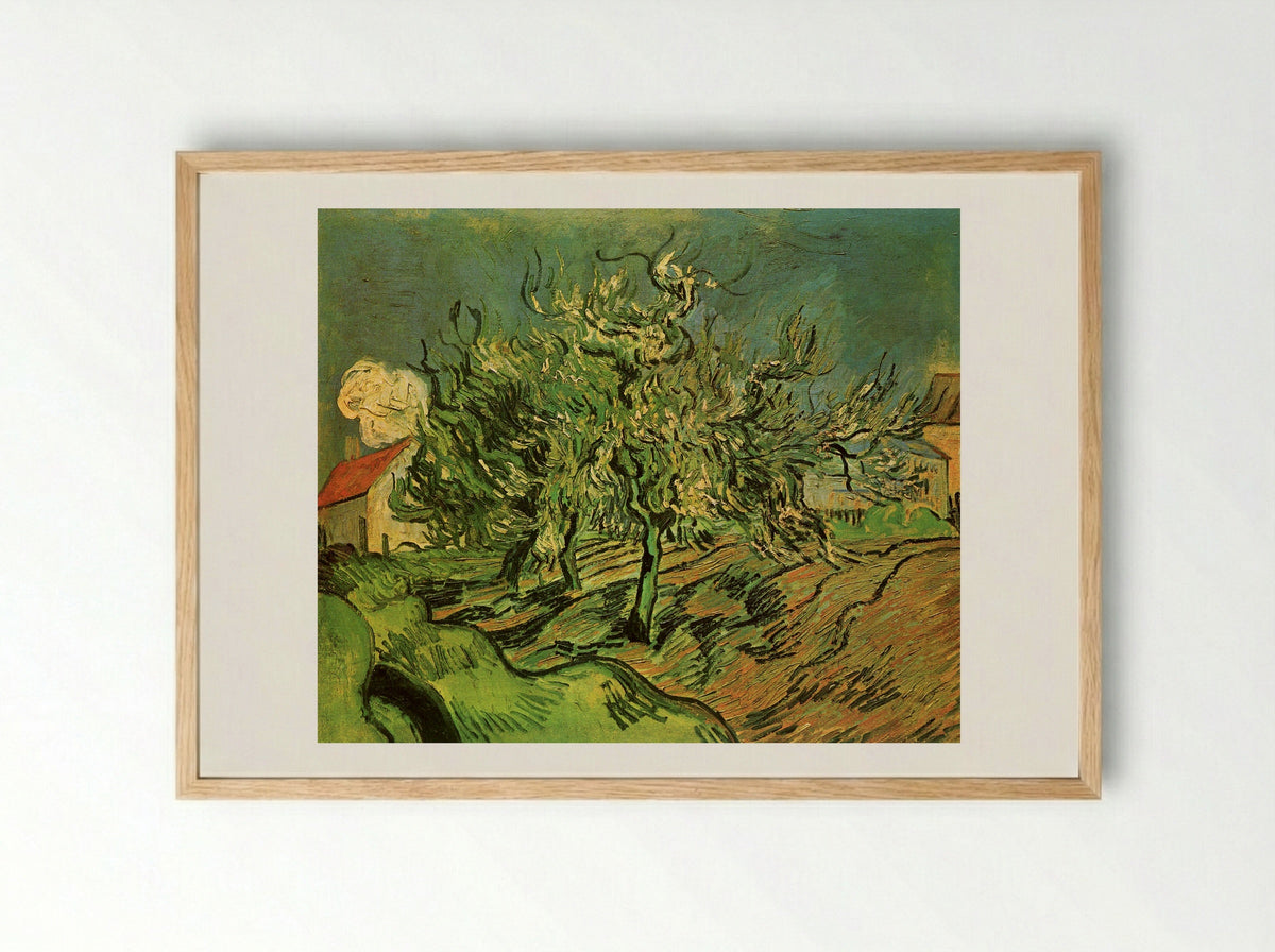 Landscape with Three Trees and a House - Vincent van Gogh - Framed Print Wood