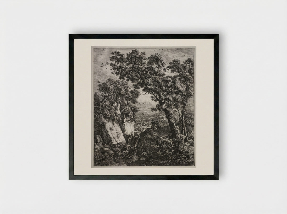Landscape with Tobias and the Angel - Anthonie Waterloo - Framed Print Black