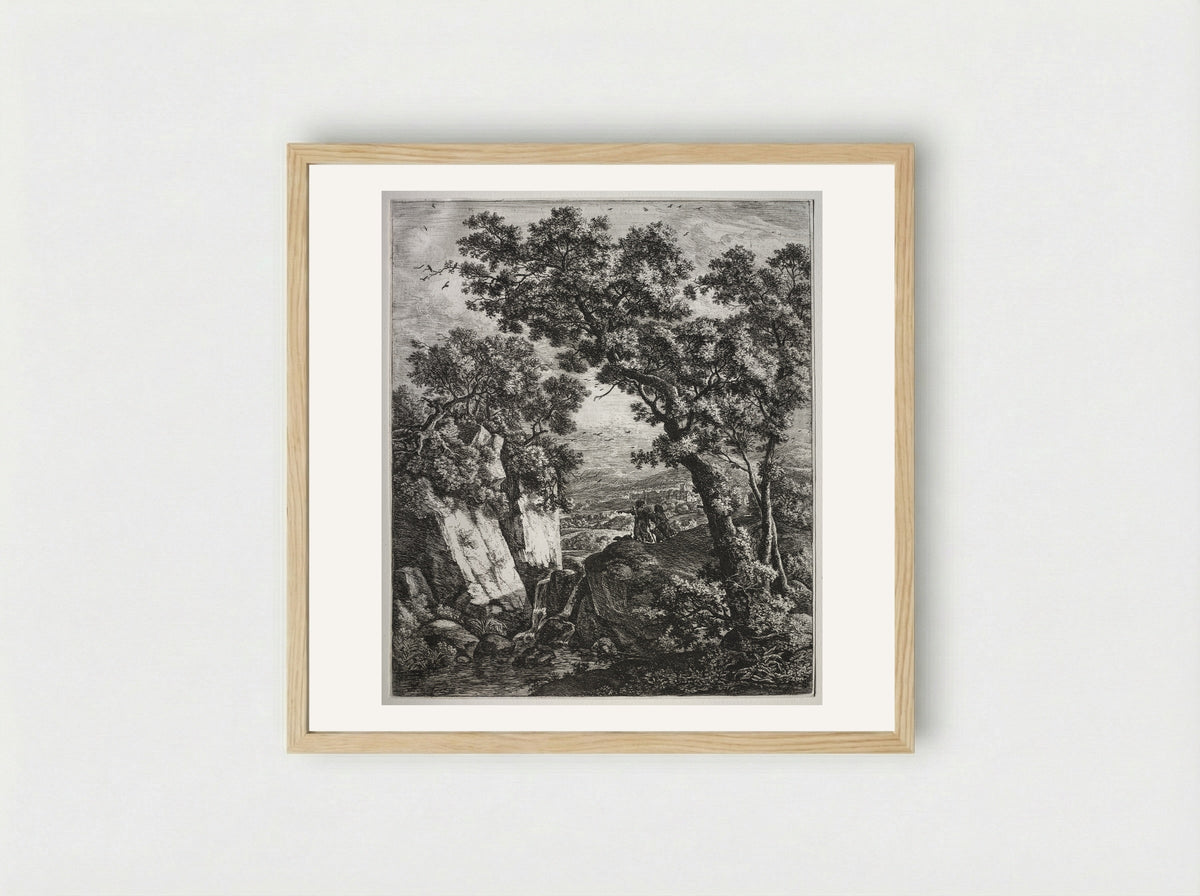 Landscape with Tobias and the Angel - Anthonie Waterloo - Framed Print Wood
