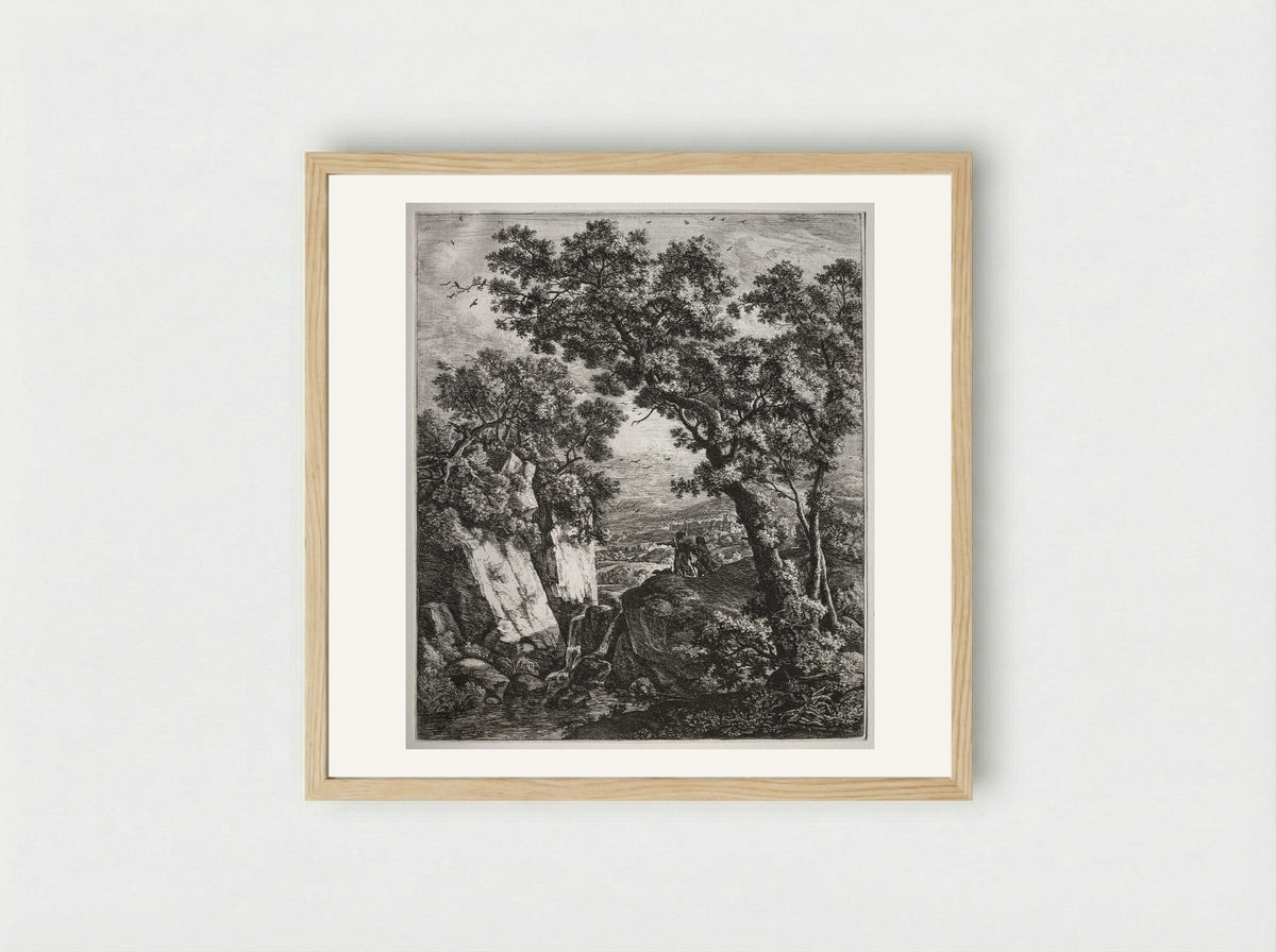 Landscape with Tobias and the Angel - Anthonie Waterloo - Framed Print Wood