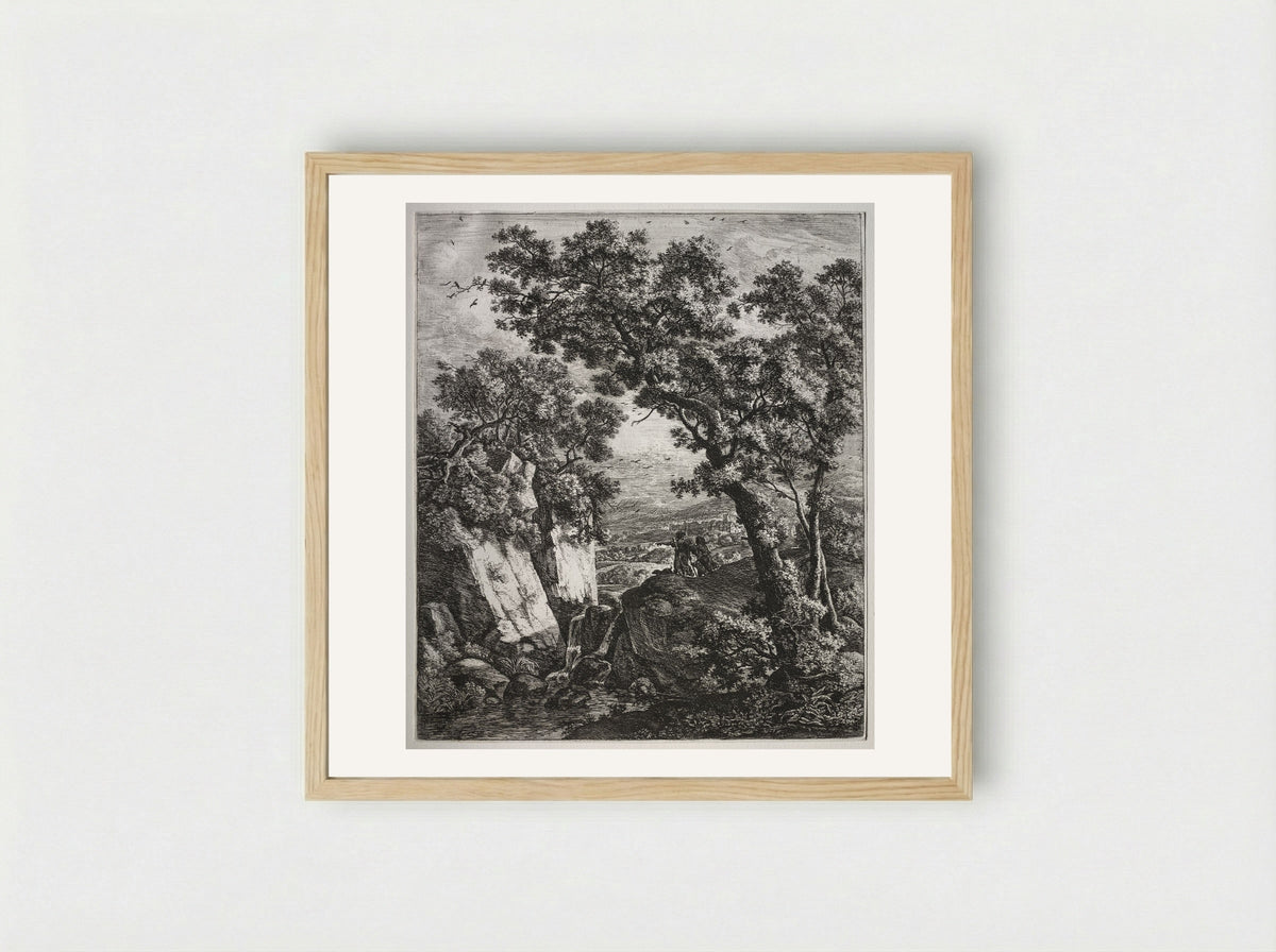 Landscape with Tobias and the Angel - Anthonie Waterloo - Framed Print Wood