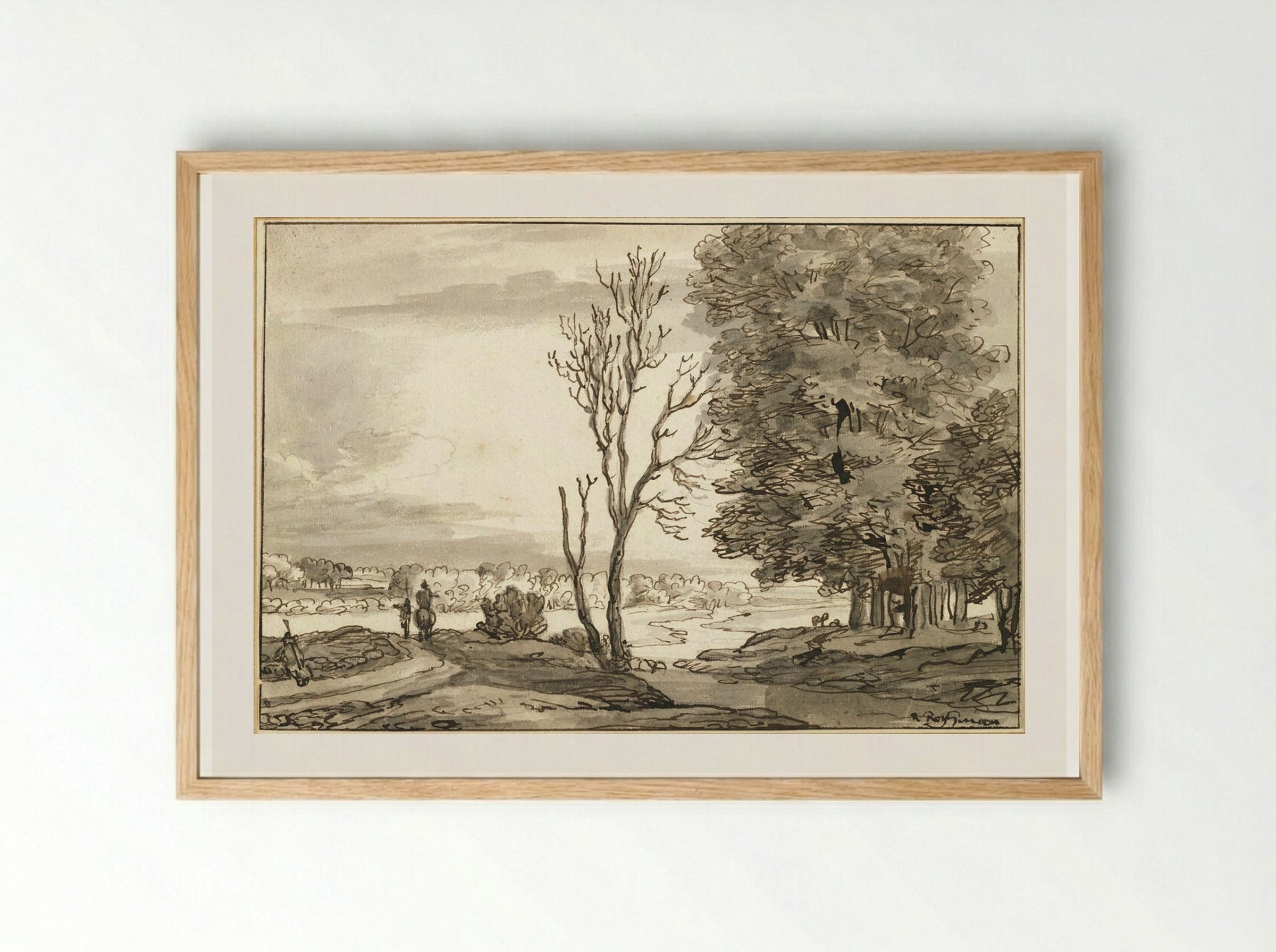 Landscape with Travelers - Roelant Roghman - Framed Print Wood