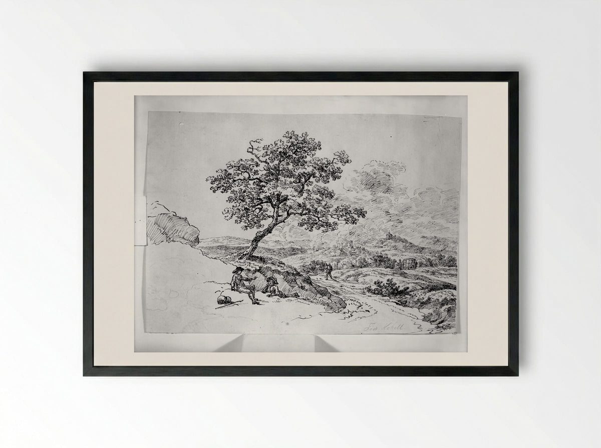 Landscape with Travellers - Ferdinand Kobell - Framed Print Black