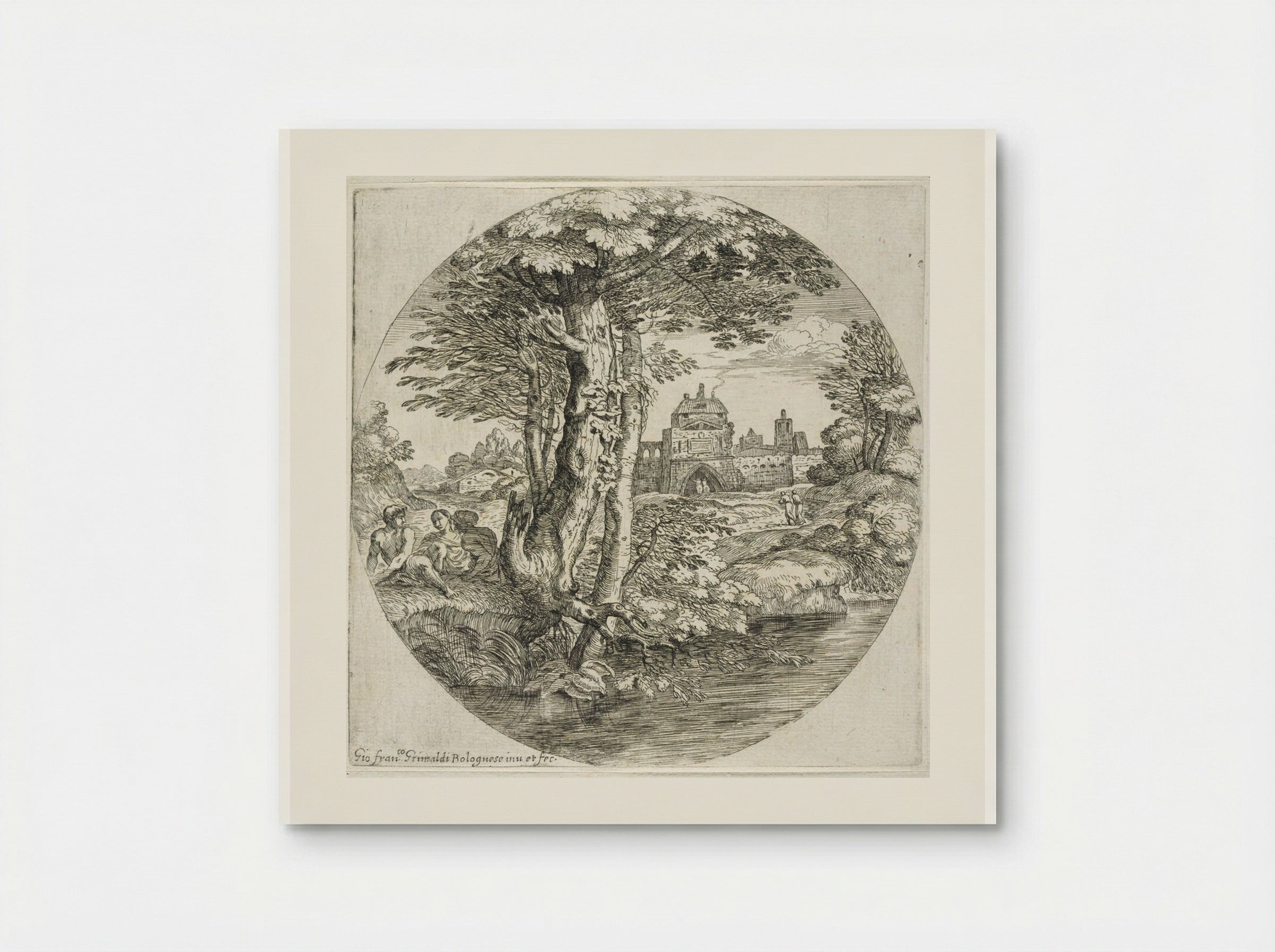 Landscape with Two Horsemen Entering a Small Fort - Giovanni Francesco Grimaldi - Poster