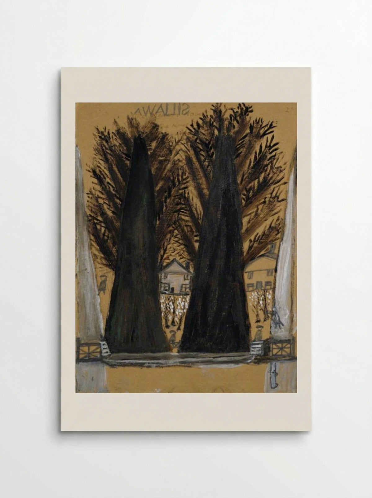 Landscape with Two Large Trees and Houses - Alfred Wallis - Poster