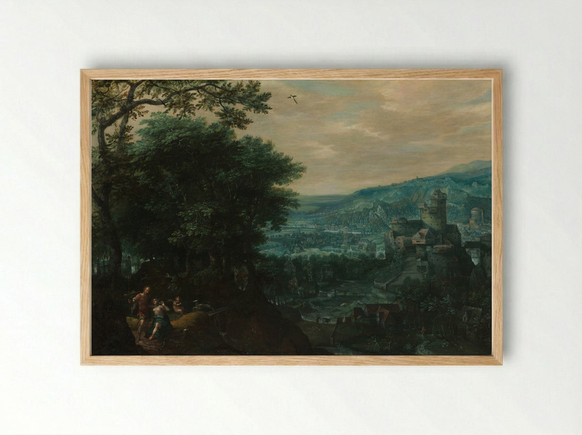 Landscape with Venus and Adonis - Gillis van Coninxloo - Framed Print Wood