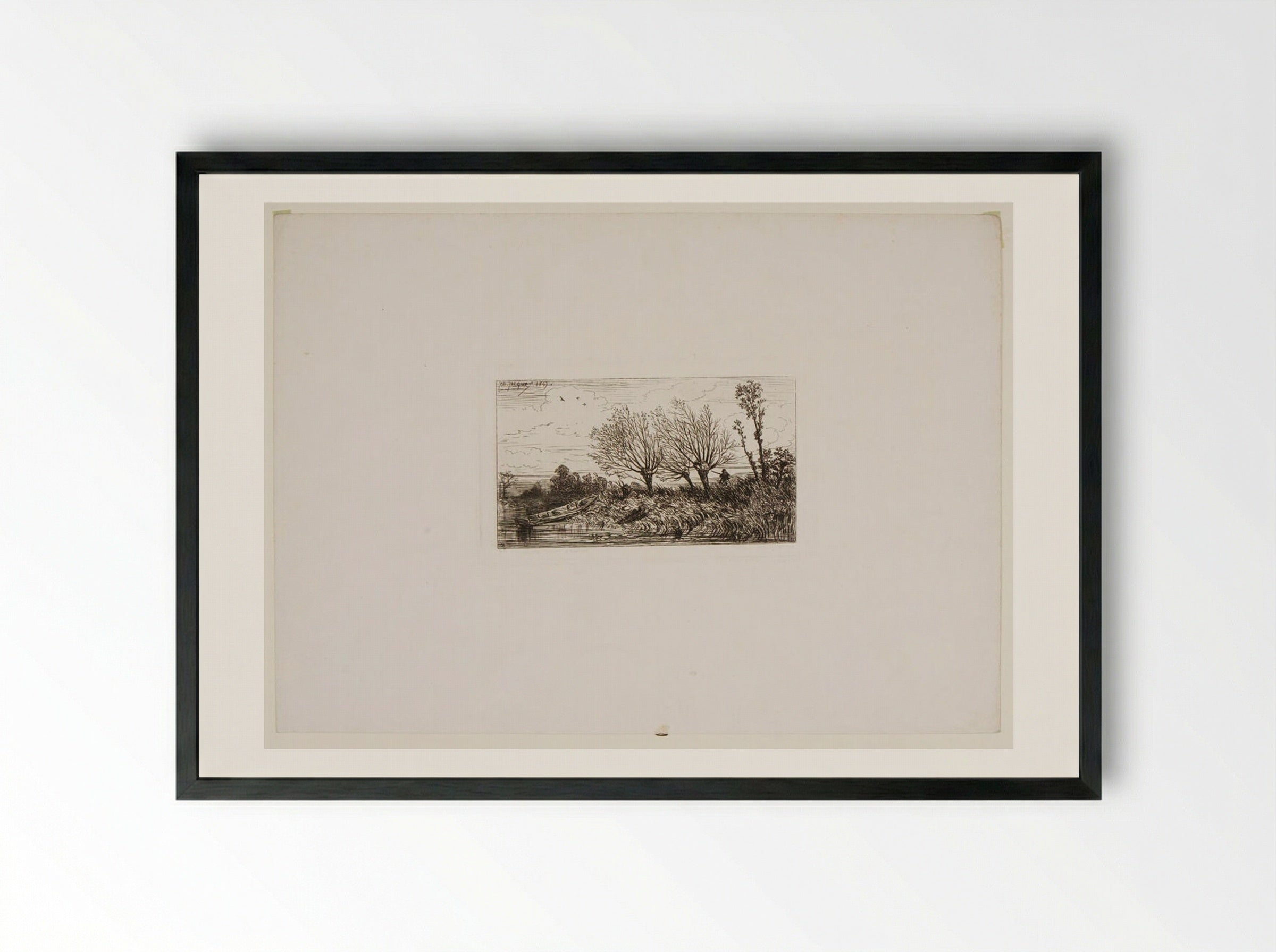 Landscape with Willows - Charles-Émile Jacque - Framed Print Black