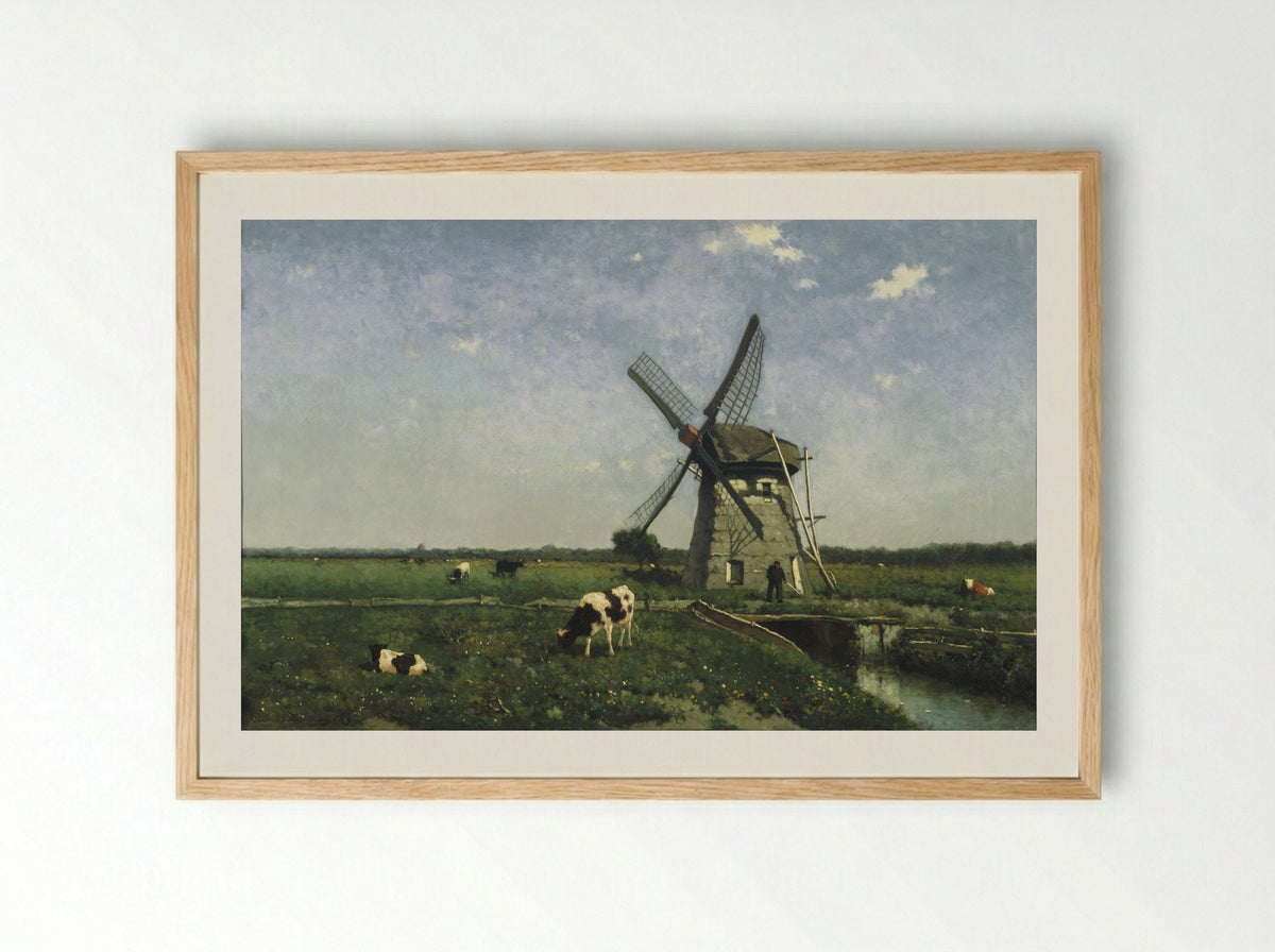 Landscape with Windmill near Schiedam - Johan Hendrik Weissenbruch - Framed Print Wood