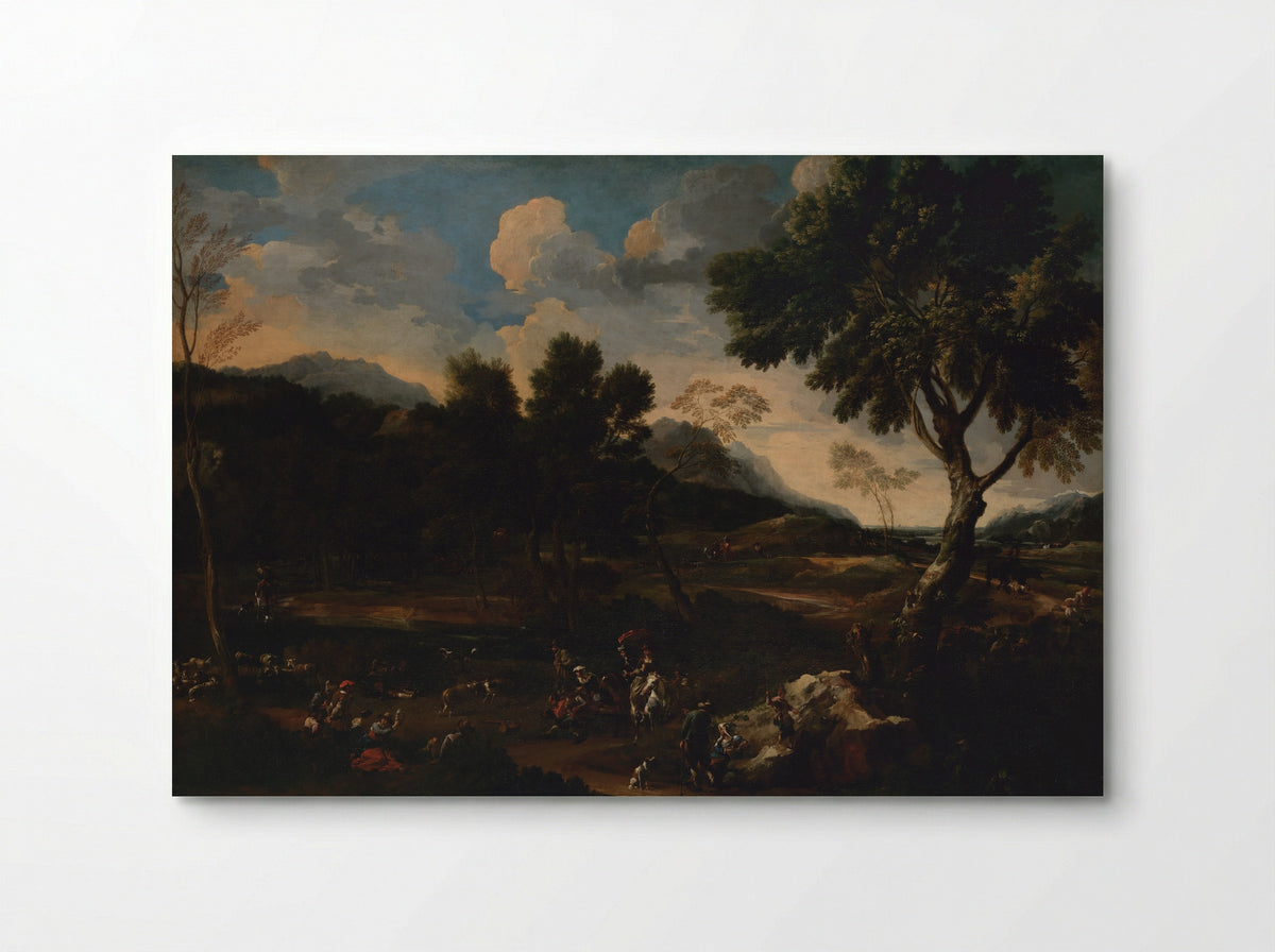 Landscape with a Battle between Two Rams - Jan Miel - Poster