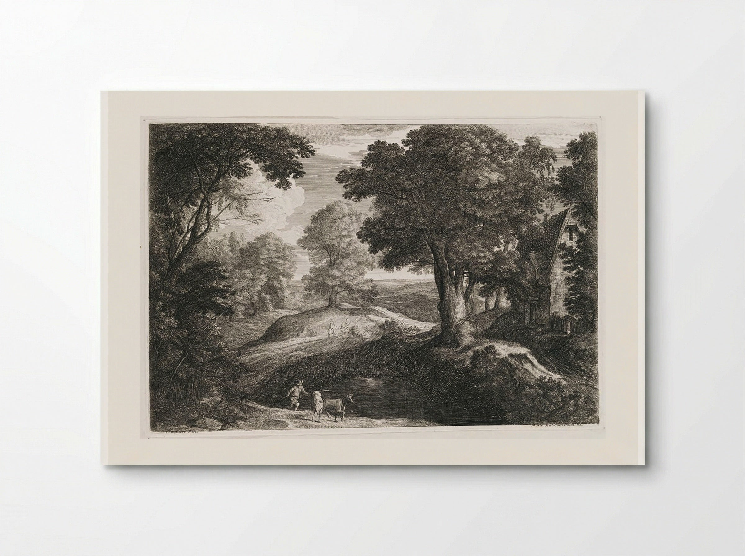 Landscape with a Cowherd - Jean Morin - Poster
