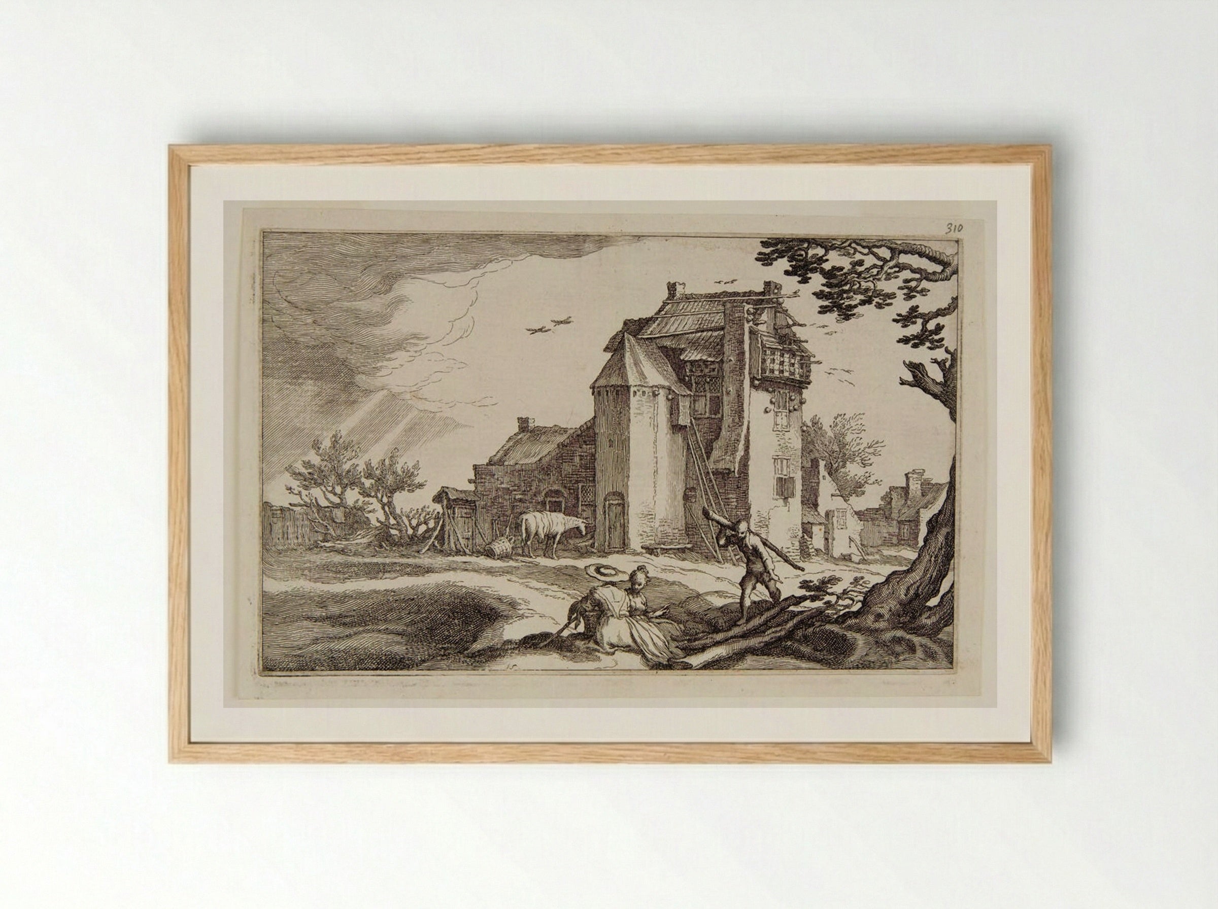 Landscape with a Dovecote - Boetius Adamsz. Bolswert - Framed Print Wood