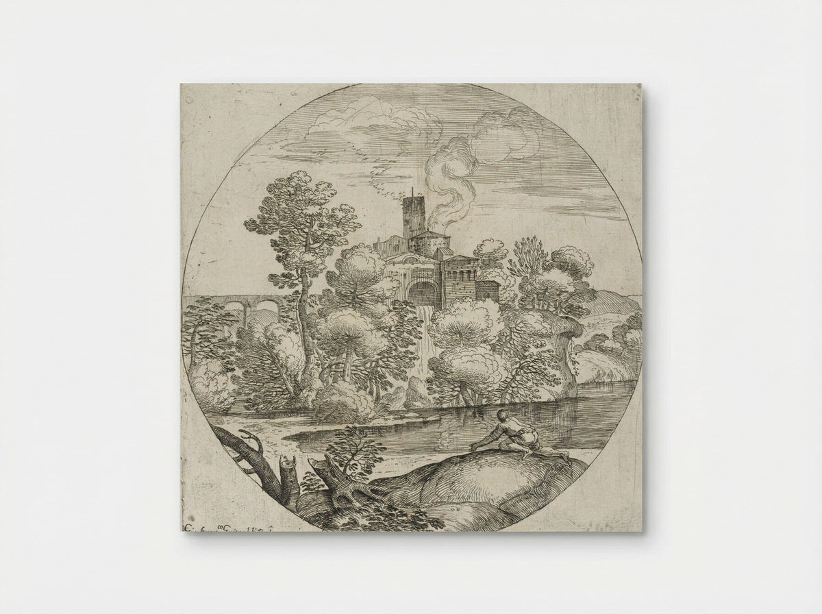 Landscape with a Man Crawling - Giovanni Francesco Grimaldi - Poster