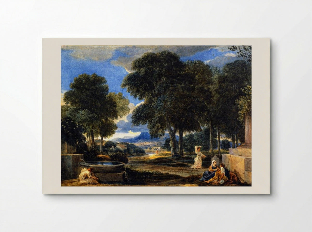 Landscape with a Man Washing His Feet at a Fountain (After Poussin) - David Cox - Poster