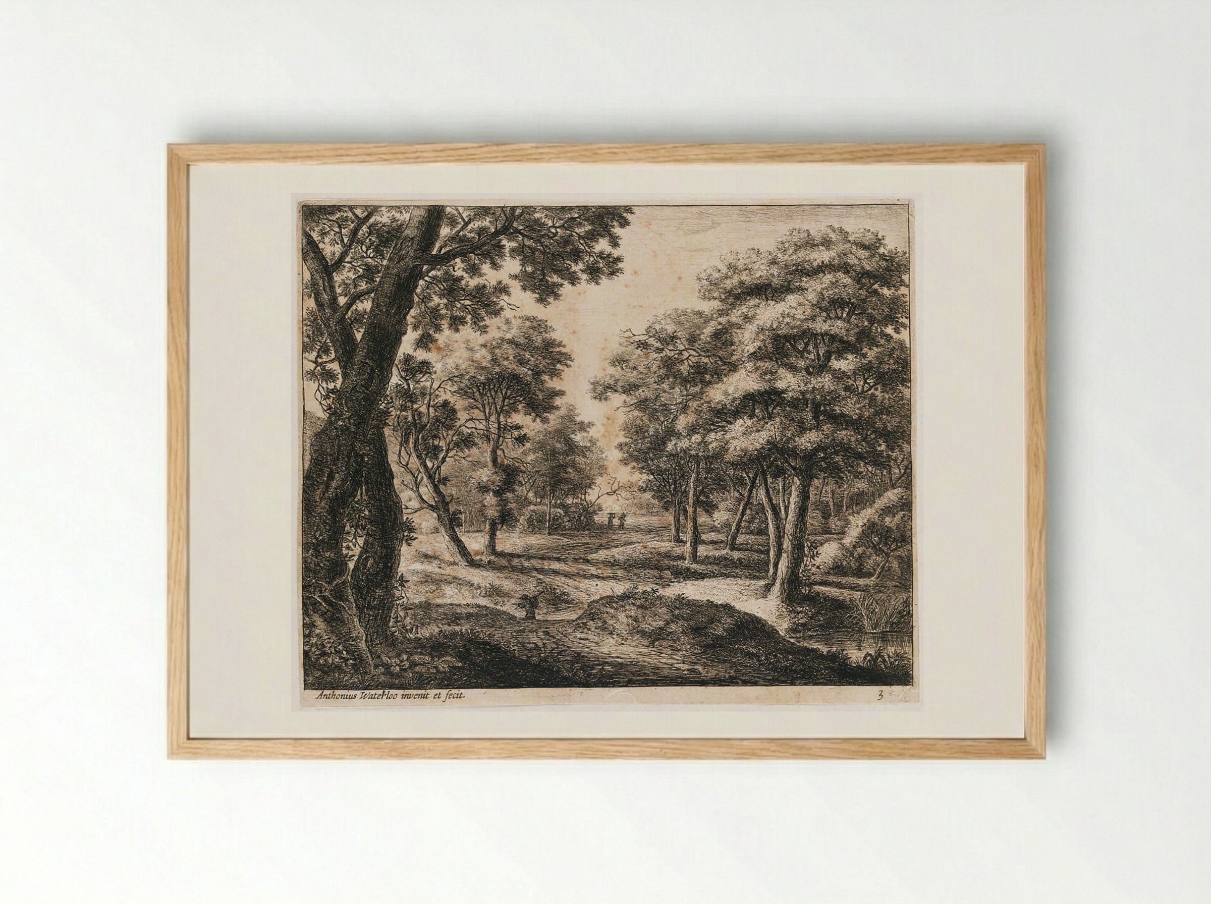 Landscape with a Path Through the Woods - Anthonie Waterloo - Framed Print Wood