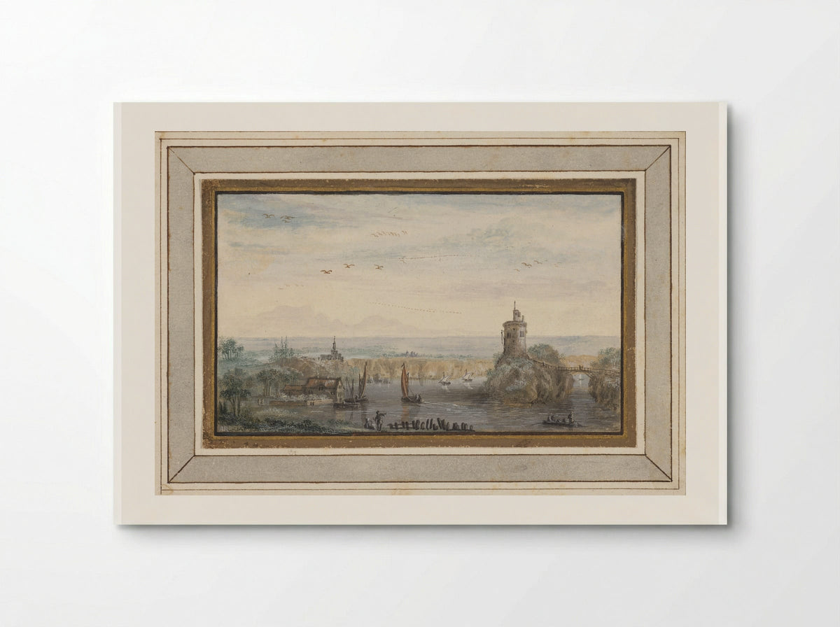 Landscape with a River and Tower - Abraham Rademaker - Poster