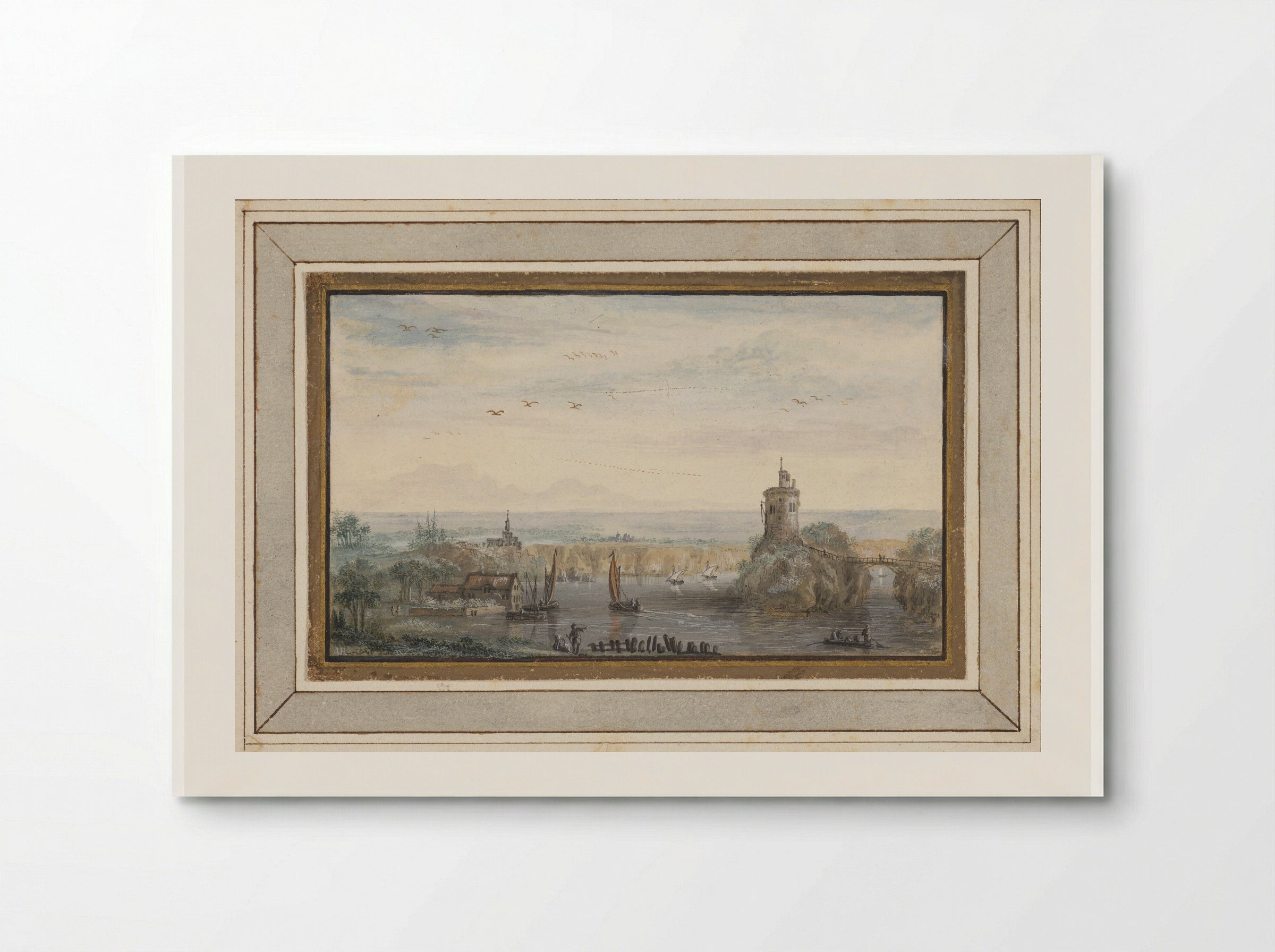 Landscape with a River and Tower - Abraham Rademaker - Poster