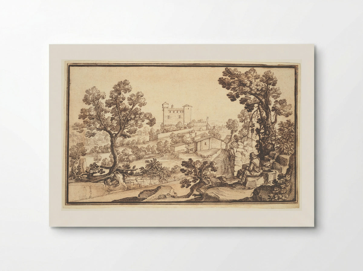 Landscape with a Seated Figure - Remigio Cantagallina - Poster