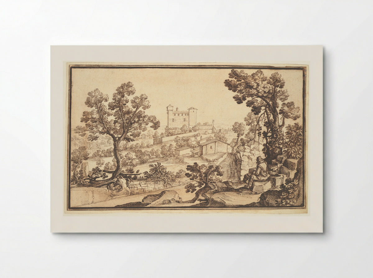 Landscape with a Seated Figure - Remigio Cantagallina - Poster