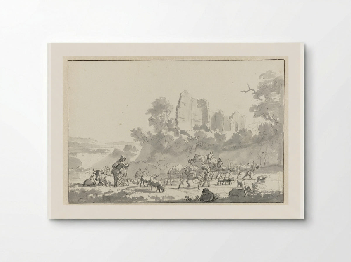 Landscape with a Shepherd and Cattle, and Travellers - Adriaen van de Velde - Poster