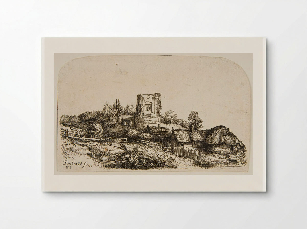 Landscape with a Square Tower - Rembrandt van Rijn - Poster