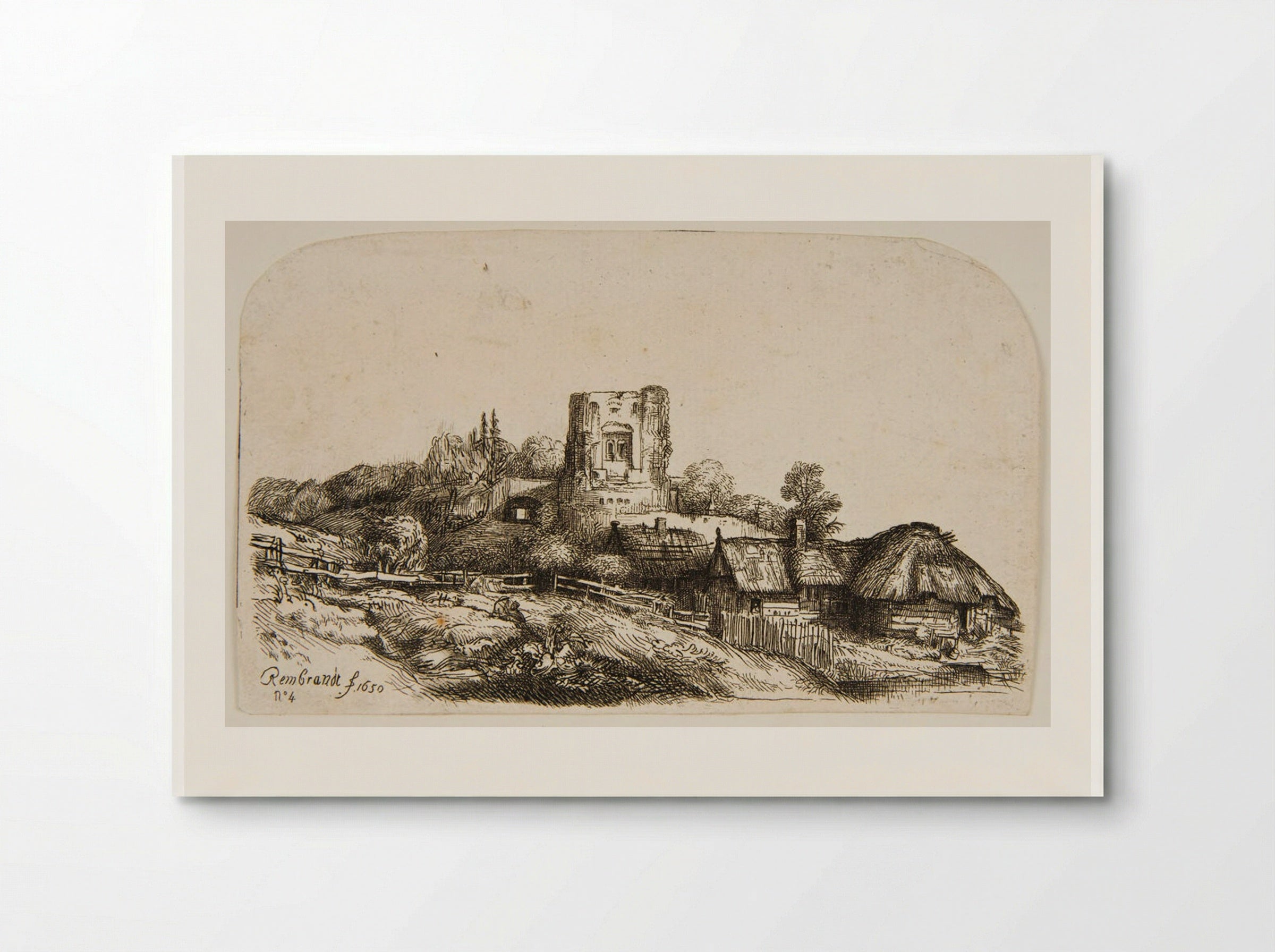 Landscape with a Square Tower - Rembrandt van Rijn - Poster