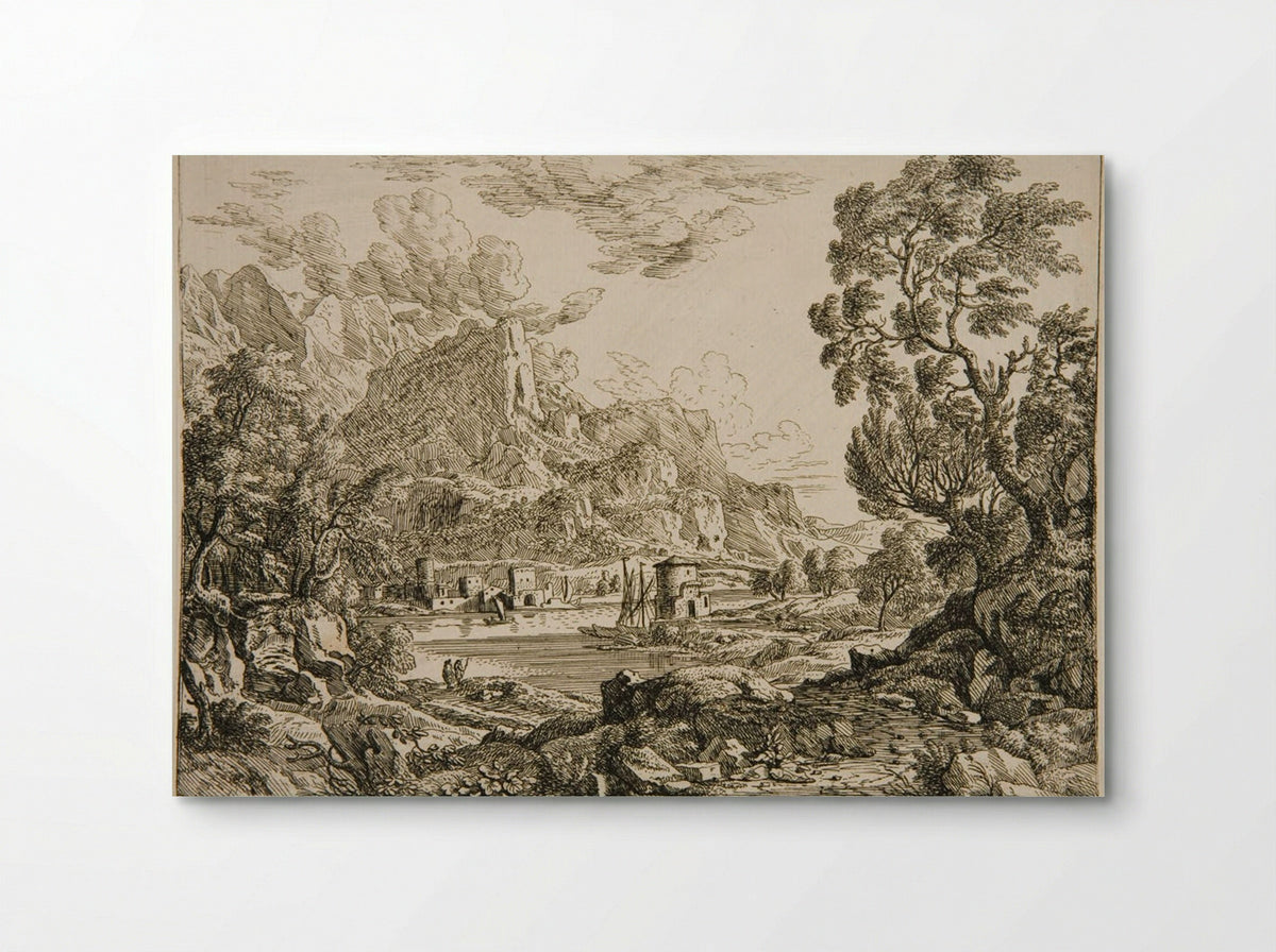 Landscape with a Town on a River at the Foot of Mountains - Felix Meyer - Poster