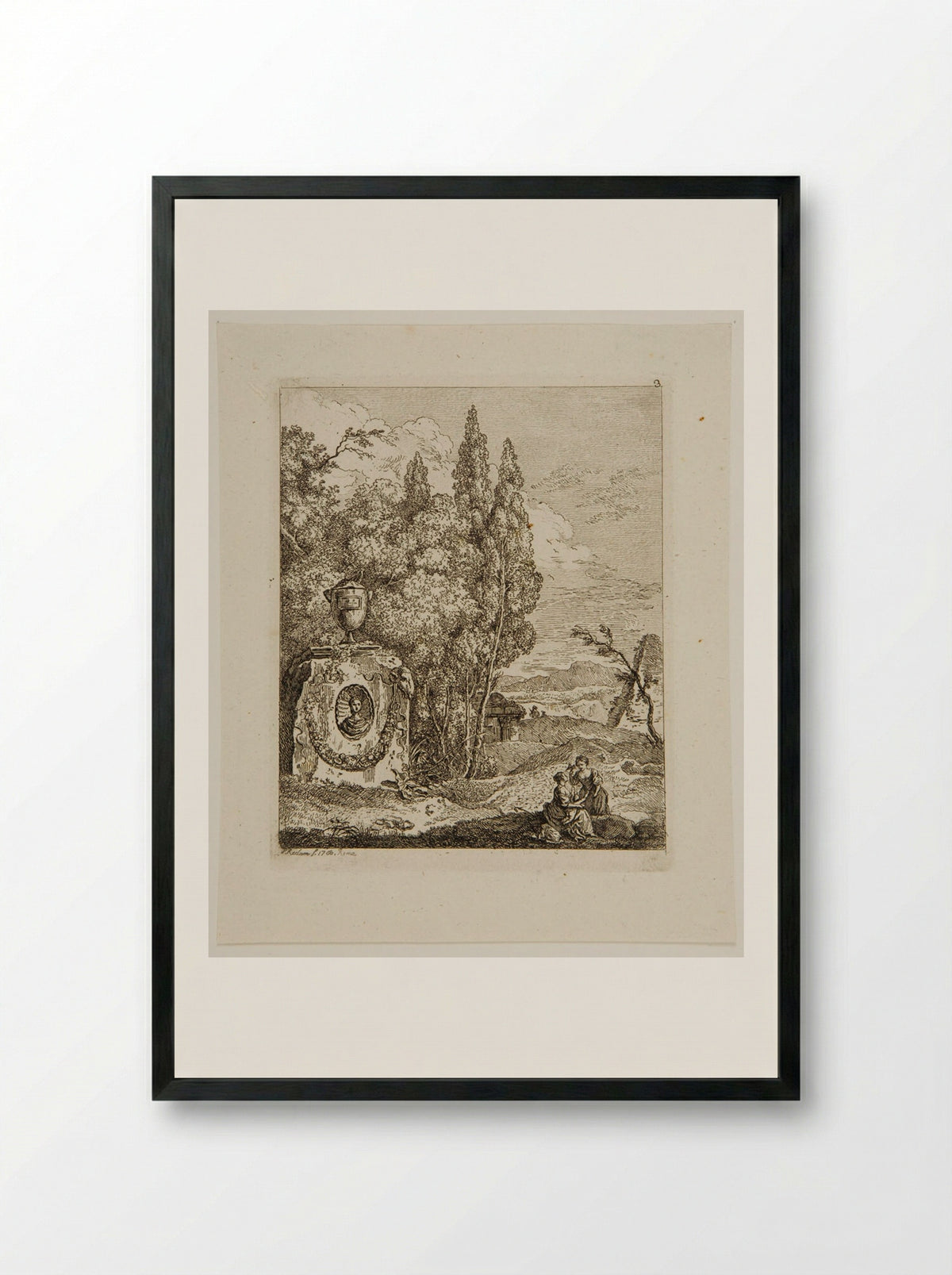 Landscape with a Vase - Friedrich Reclam - Framed Print Black
