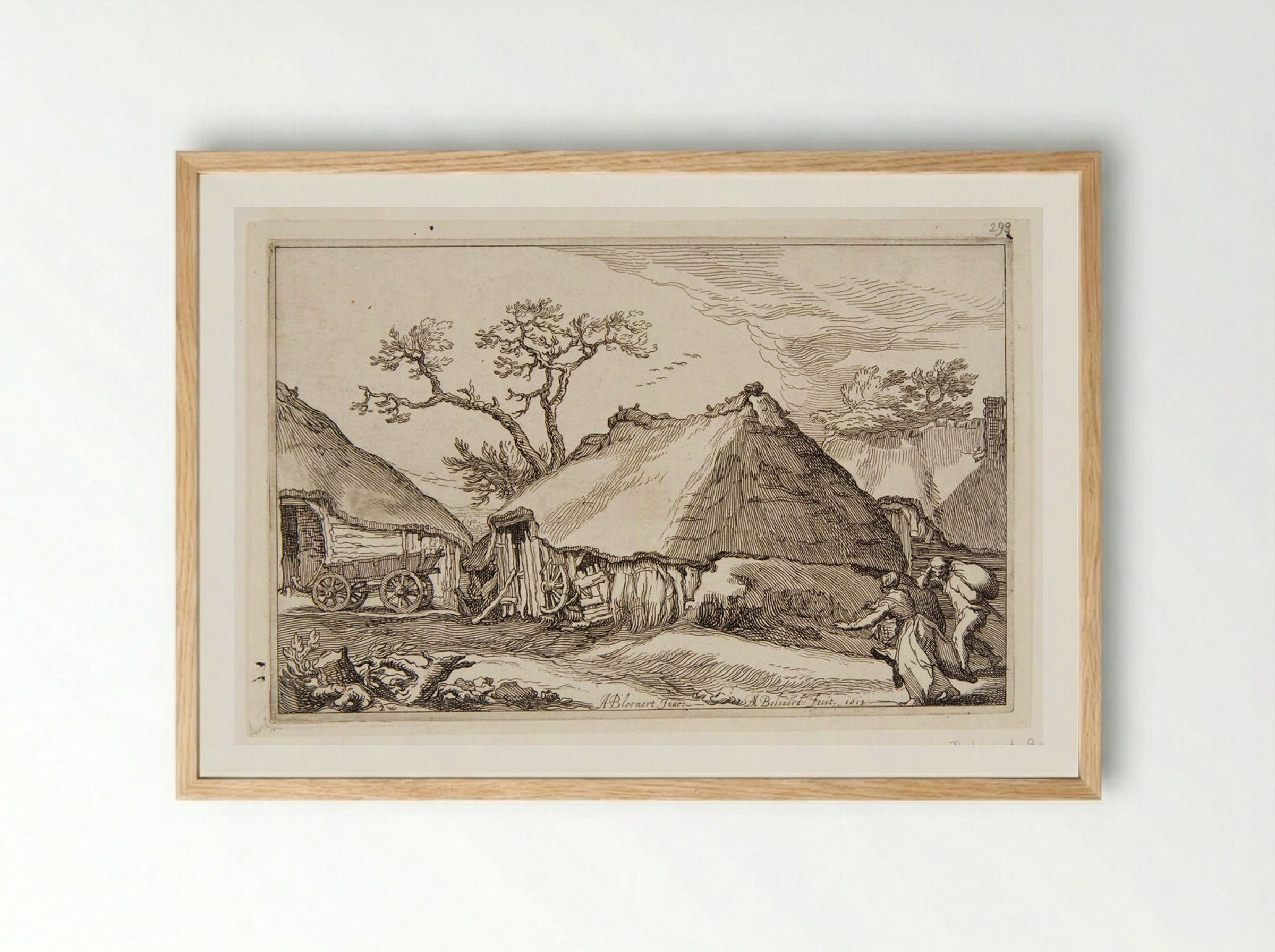 Landscape with a Wagon - Boetius Adamsz. Bolswert - Framed Print Wood