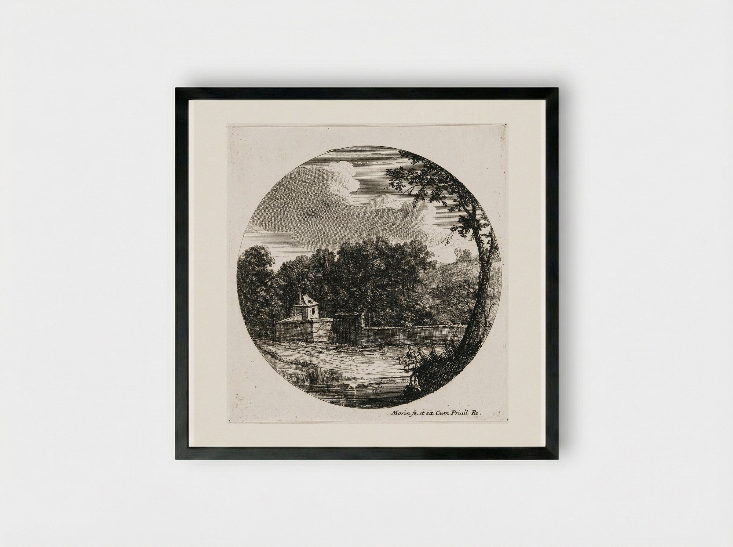 Landscape with a Walled Enclosure - Jean Morin - Framed Print Black