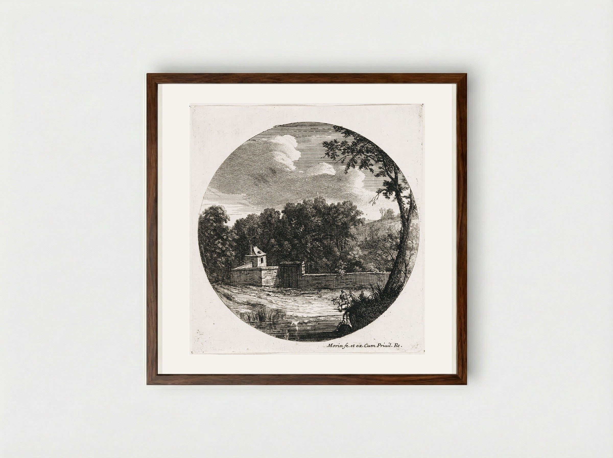 Landscape with a Walled Enclosure - Jean Morin - Framed Print Dark Wood