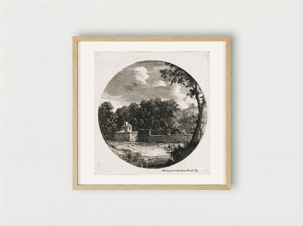 Landscape with a Walled Enclosure - Jean Morin - Framed Print Wood