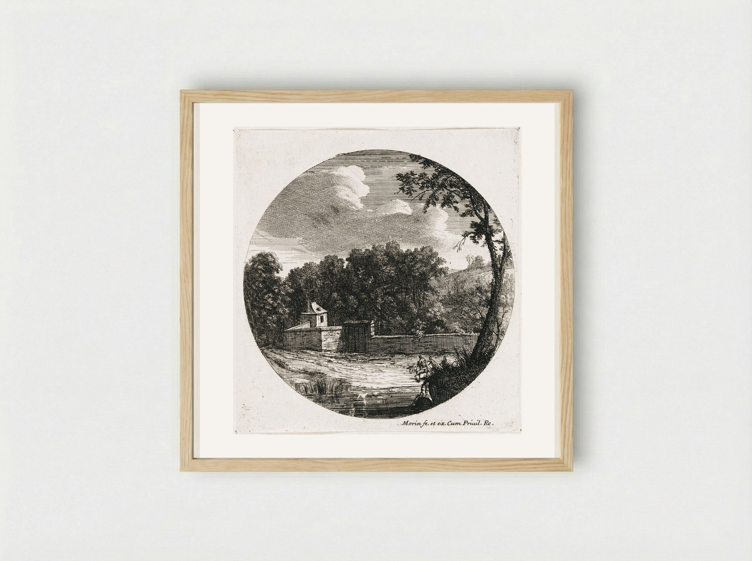 Landscape with a Walled Enclosure - Jean Morin - Framed Print Wood