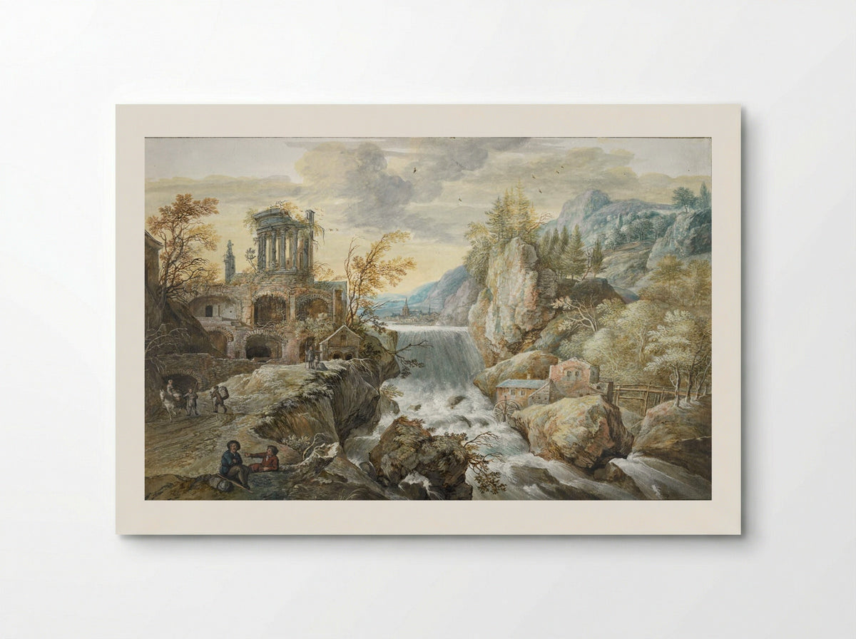 Landscape with a Waterfall and the Temple of the Sibyl - Gerrit Battem - Poster