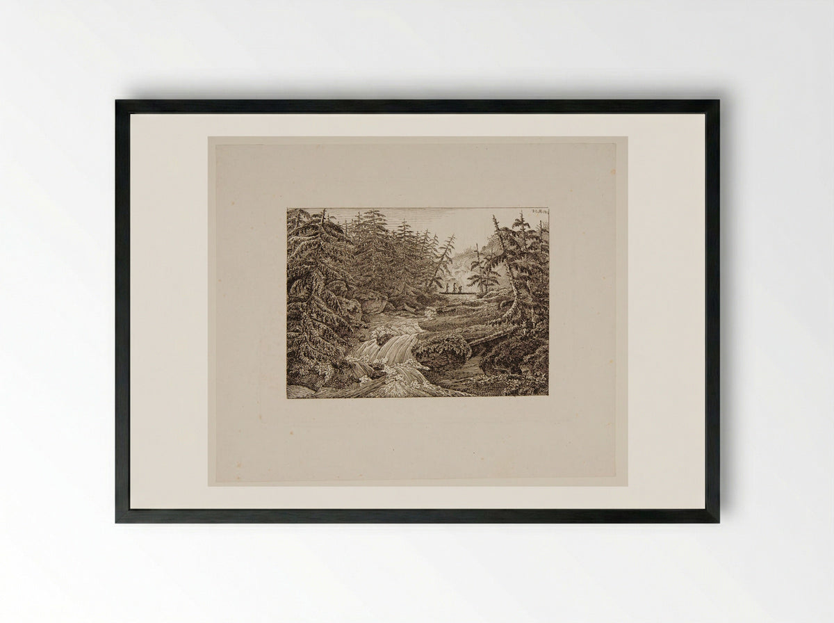 Landscape with a Waterfall - Master D. C. M. - Framed Print Black