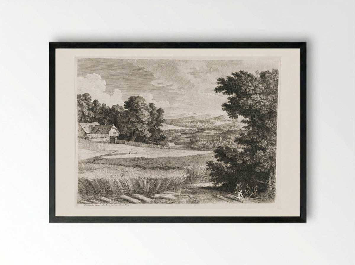 Landscape with a Wheatfield - Jean Morin - Framed Print Black